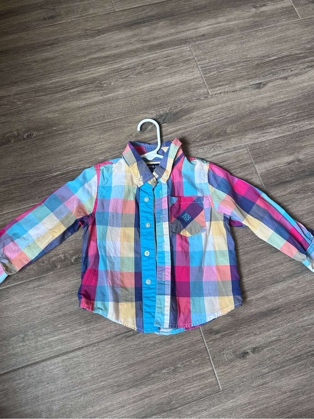 Andy & Evan boys 2t shirt Multicolor Plaid Button-Down Shirt with Blue Placket
